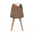 ID MARKET - Lot de 6 chaises scandinaves SARA beige, blanc et velours patchworks marron et beige - vignette