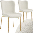 TECTAKE - Lot de 2 chaises de salle à manger rembourrées tissu bouclette blanc - vignette