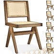 TECTAKE - Lot 6 chaises en bois avec cannage viennois design boho chêne clair - vignette