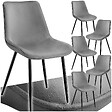 TECTAKE - Lot de 6 chaises Rembourrées aspect velours assise Ergonomique gris - vignette