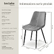 TECTAKE - Lot de 6 chaises Rembourrées aspect velours assise Ergonomique gris - vignette