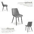TECTAKE - Lot de 8 chaises rembourées aspect velours ergonomique gris - vignette