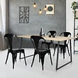 ID MARKET - Lot de 2 chaises LENY métal noir mat empilable aspect brut factory - vignette