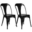 ID MARKET - Lot de 2 chaises LENY métal noir mat empilable aspect brut factory - vignette