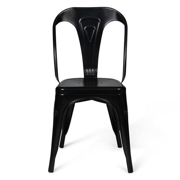 ID MARKET - Lot de 2 chaises LENY métal noir mat empilable aspect brut factory - large