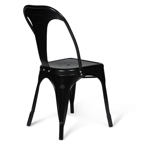ID MARKET - Lot de 2 chaises LENY métal noir mat empilable aspect brut factory - large