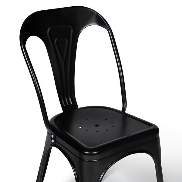 ID MARKET - Lot de 2 chaises LENY métal noir mat empilable aspect brut factory - large
