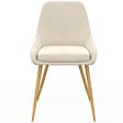 ID MARKET - Lot de 6 chaises de salle à manger THALYA en velours beige et pieds effet bois avec accoudoirs - vignette