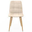 ID MARKET - Lot de 6 chaises MILA en velours beige et pieds effet bois pour salle à manger - vignette