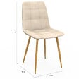 ID MARKET - Lot de 6 chaises MILA en velours beige et pieds effet bois pour salle à manger - vignette