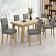 ID MARKET - Lot de 6 chaises POLGA capitonnées grises pour salle à manger - vignette