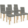 ID MARKET - Lot de 6 chaises POLGA capitonnées grises pour salle à manger - vignette