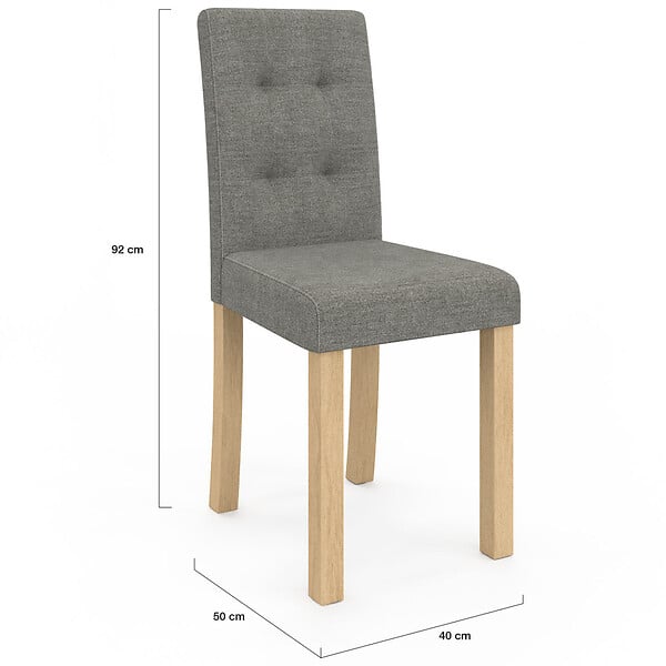 ID MARKET - Lot de 6 chaises POLGA capitonnées grises pour salle à manger - large