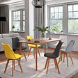ID MARKET - Lot de 6 chaises scandinaves SARA mix color gris clair, blanc, gris foncé x2, jaune x2 - vignette