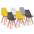 ID MARKET - Lot de 6 chaises scandinaves SARA mix color gris clair, blanc, gris foncé x2, jaune x2 - vignette