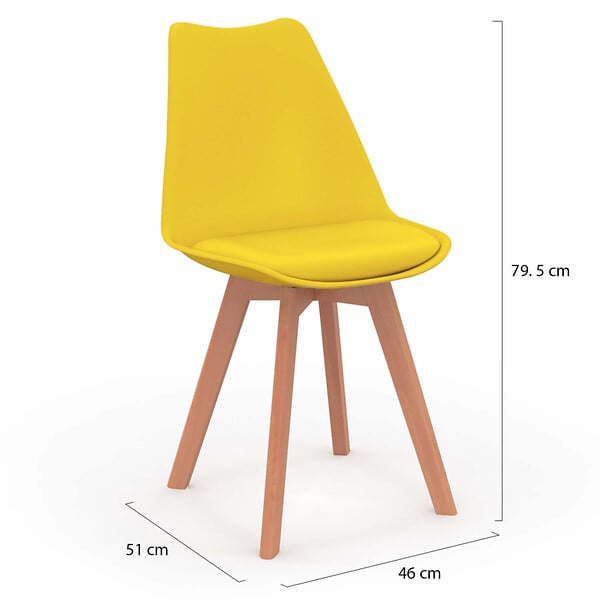 ID MARKET - Lot de 6 chaises scandinaves SARA mix color gris clair, blanc, gris foncé x2, jaune x2 - large