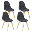 ID MARKET - Lot de 4 chaises scandinaves GABY grises en tissu pour salle à manger - vignette