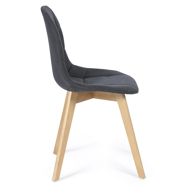ID MARKET - Lot de 4 chaises scandinaves GABY grises en tissu pour salle à manger - large
