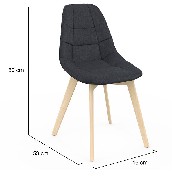 ID MARKET - Lot de 4 chaises scandinaves GABY grises en tissu pour salle à manger - large