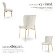 TECTAKE - 6 chaises rembourrées tissu bouclette ergonomiques blanc/doré - vignette