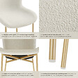 TECTAKE - 6 chaises rembourrées tissu bouclette ergonomiques blanc/doré - vignette