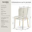 TECTAKE - 6 chaises rembourrées tissu bouclette ergonomiques blanc/doré - vignette
