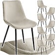 TECTAKE - Lot de 8 chaises Rembourrées aspect velours assise Ergonomique crème - vignette