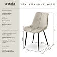 TECTAKE - Lot de 8 chaises Rembourrées aspect velours assise Ergonomique crème - vignette