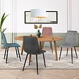 ID MARKET - Lot de 4 chaises MILA en velours mix color pastel bleu, gris clair, gris foncé, rose - vignette