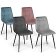 ID MARKET - Lot de 4 chaises MILA en velours mix color pastel bleu, gris clair, gris foncé, rose - vignette
