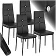 TECTAKE - Ensemble 4 chaises de salle à manger aspect cuir à paillettes noir - vignette