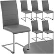 TECTAKE - Ensemble 6 chaises style scandinave rembourrées cuir synthétique gris - vignette