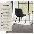 TECTAKE - Lot de 8 chaises Rembourrées aspect velours assise Ergonomique noir - vignette
