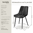 TECTAKE - Lot de 8 chaises Rembourrées aspect velours assise Ergonomique noir - vignette