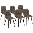 ID MARKET - Lot de 6 chaises MILA en PU marron vintage pour salle à manger - vignette