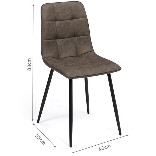 ID MARKET - Lot de 6 chaises MILA en PU marron vintage pour salle à manger - large