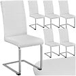 TECTAKE - Lot 6 chaises de salle à manger rembourrées pieds en métal blanc - vignette