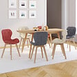 ID MARKET - Lot de 6 chaises ROBINE en tissu mix color gris foncéx2, terracotta x2, beige x2 - vignette
