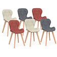 ID MARKET - Lot de 6 chaises ROBINE en tissu mix color gris foncéx2, terracotta x2, beige x2 - vignette