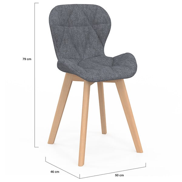 ID MARKET - Lot de 6 chaises ROBINE en tissu mix color gris foncéx2, terracotta x2, beige x2 - large