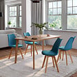 ID MARKET - Lot de 4 chaises scandinaves SARA bleu canard pour salle à manger - vignette