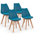 ID MARKET - Lot de 4 chaises scandinaves SARA bleu canard pour salle à manger - vignette