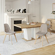 ID MARKET - Lot de 4 chaises scandinaves GABY beige en tissu pour salle à manger - vignette