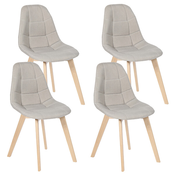 ID MARKET - Lot de 4 chaises scandinaves GABY beige en tissu pour salle à manger - large