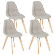 ID MARKET - Lot de 4 chaises scandinaves GABY beige en tissu pour salle à manger - vignette