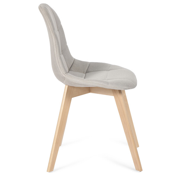 ID MARKET - Lot de 4 chaises scandinaves GABY beige en tissu pour salle à manger - large