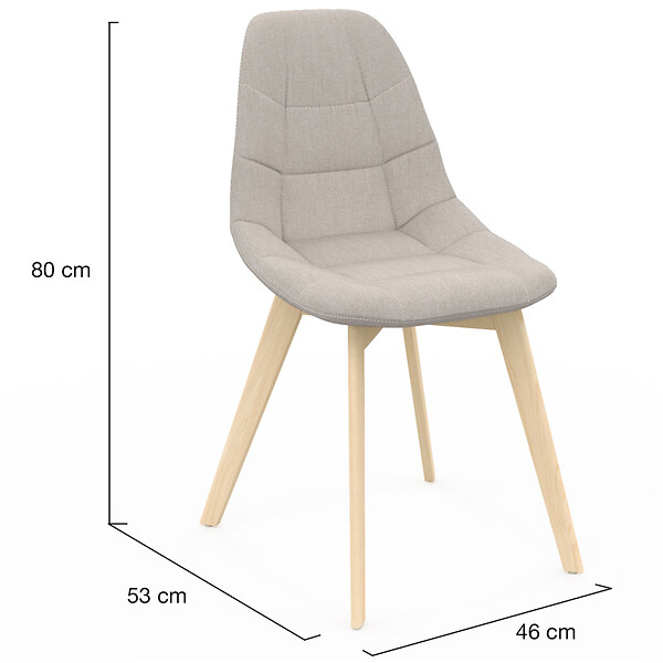 ID MARKET - Lot de 4 chaises scandinaves GABY beige en tissu pour salle à manger - large