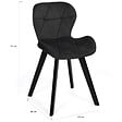 ID MARKET - Lot de 4 chaises ROBINE en velours noir pieds noirs - vignette