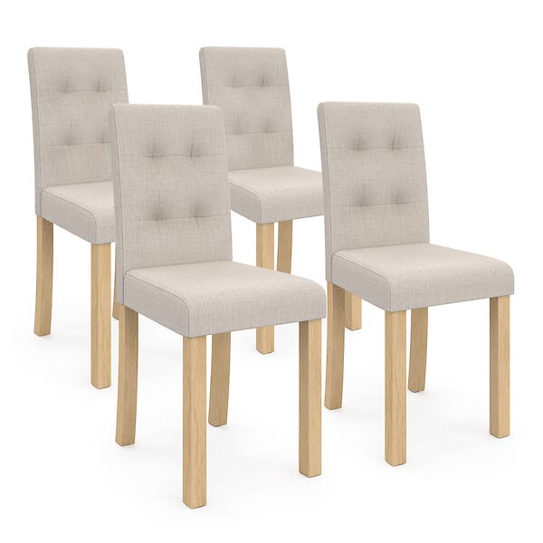 ID MARKET - Lot de 4 chaises POLGA capitonnées beiges pour salle à manger - large