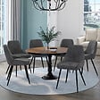 ID MARKET - Lot de 6 chaises THALYA en velours gris foncé avec accoudoirs - vignette